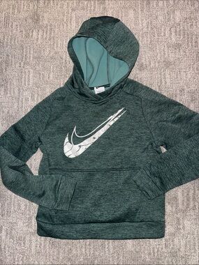 Nike Kids Dark Teal Hooded Pullover with White Swoosh
